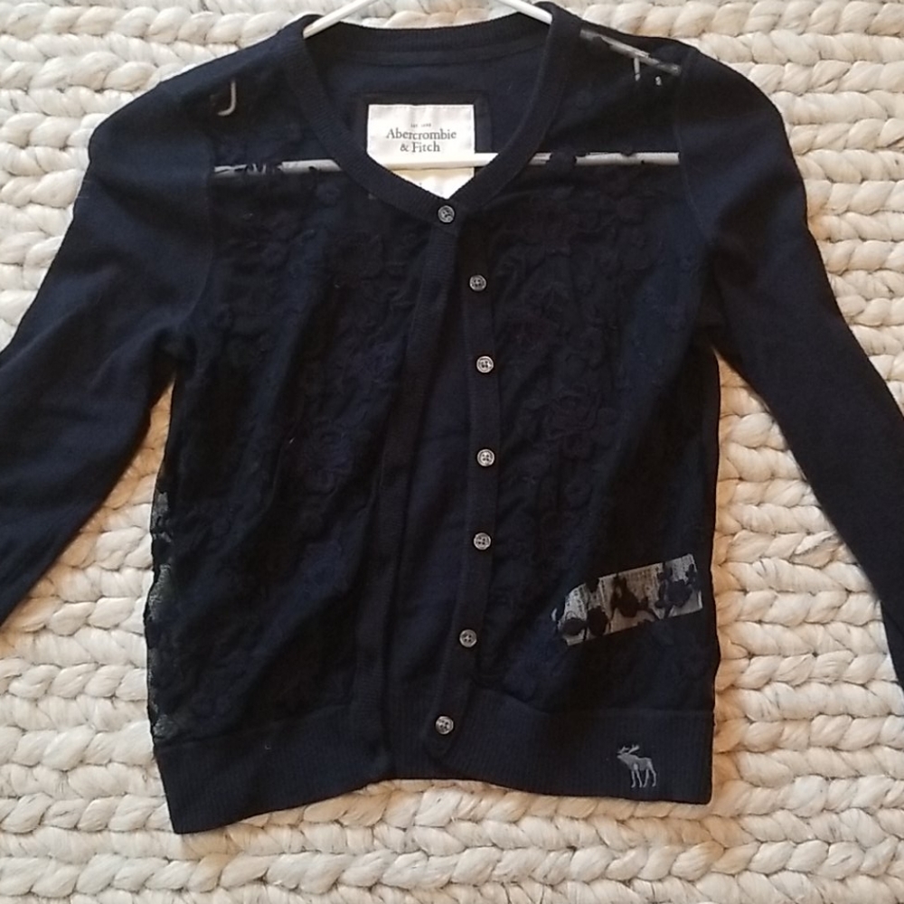 Girls Navy Carsigan Shear Abercrombie Sweater